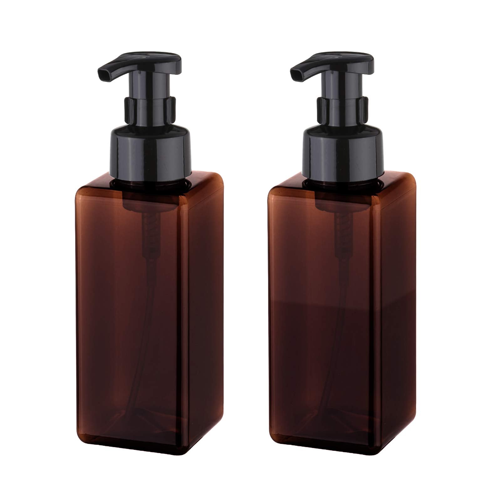 Uujoly Foaming Soap Dispenser 650Ml (22Oz) Refillable Plastic Pump Bottle For Liquid Soap, Shampoo, Body Wash (2 Pcs) (Amber)