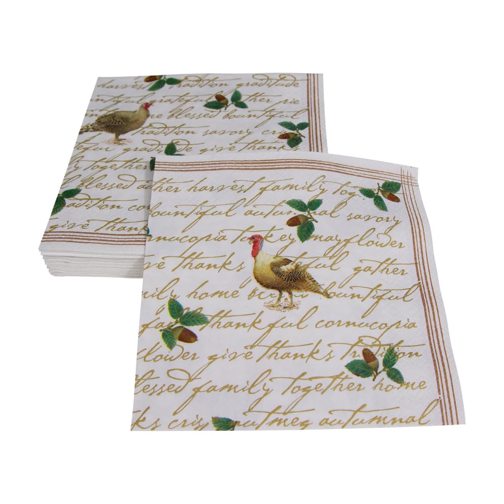 Caspari Founders Thanksgiving Paper Luncheon Napkins - Two Packs of 20