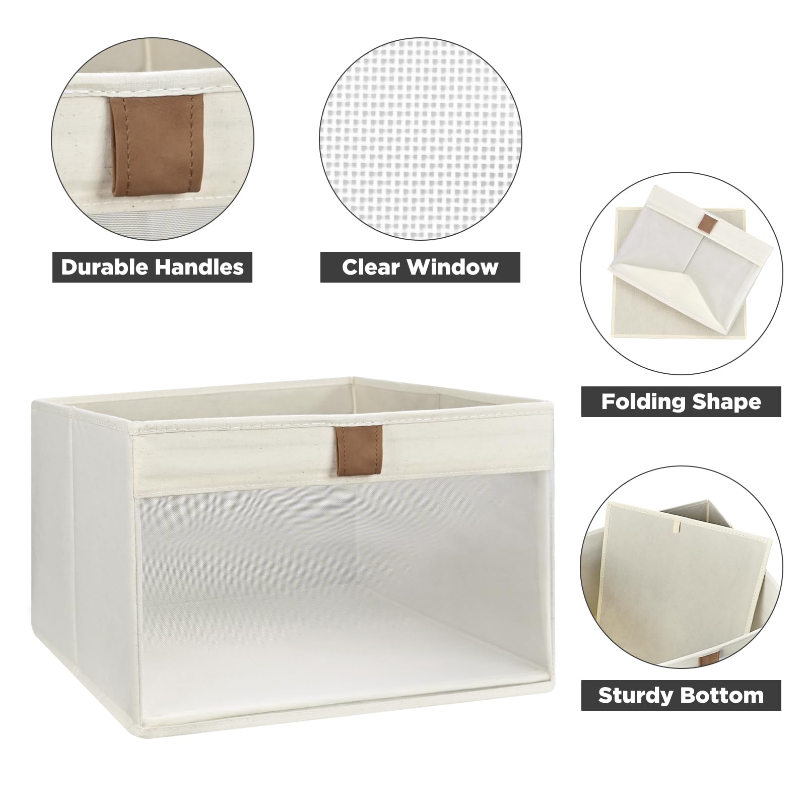 Coyacool Storage Bins With Clear Window, Linen Closet Organizers And Storage, Closet Storage Shelves Box, Foldable Cloth Basket