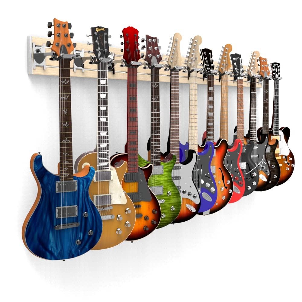 Horizontal Guitar Wall Mount  12 Guitar Hooks: Guitar Rack  Guitar Hanger Wall Mount Guitar Holder Stand, Banjo Hangers, Ukulele
