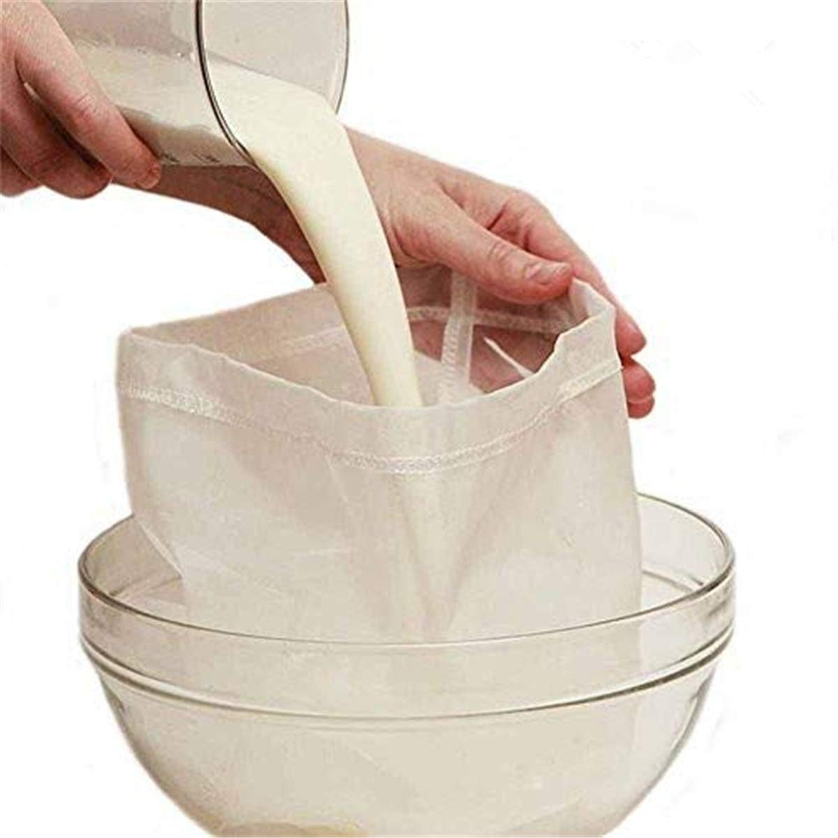 2 Pcs Pro Quality Nut Milk Bag - Big 10''X12'' Commercial Grade - Reusable Almond Milk Bag & All Purpose Food Strainer - Fine Me