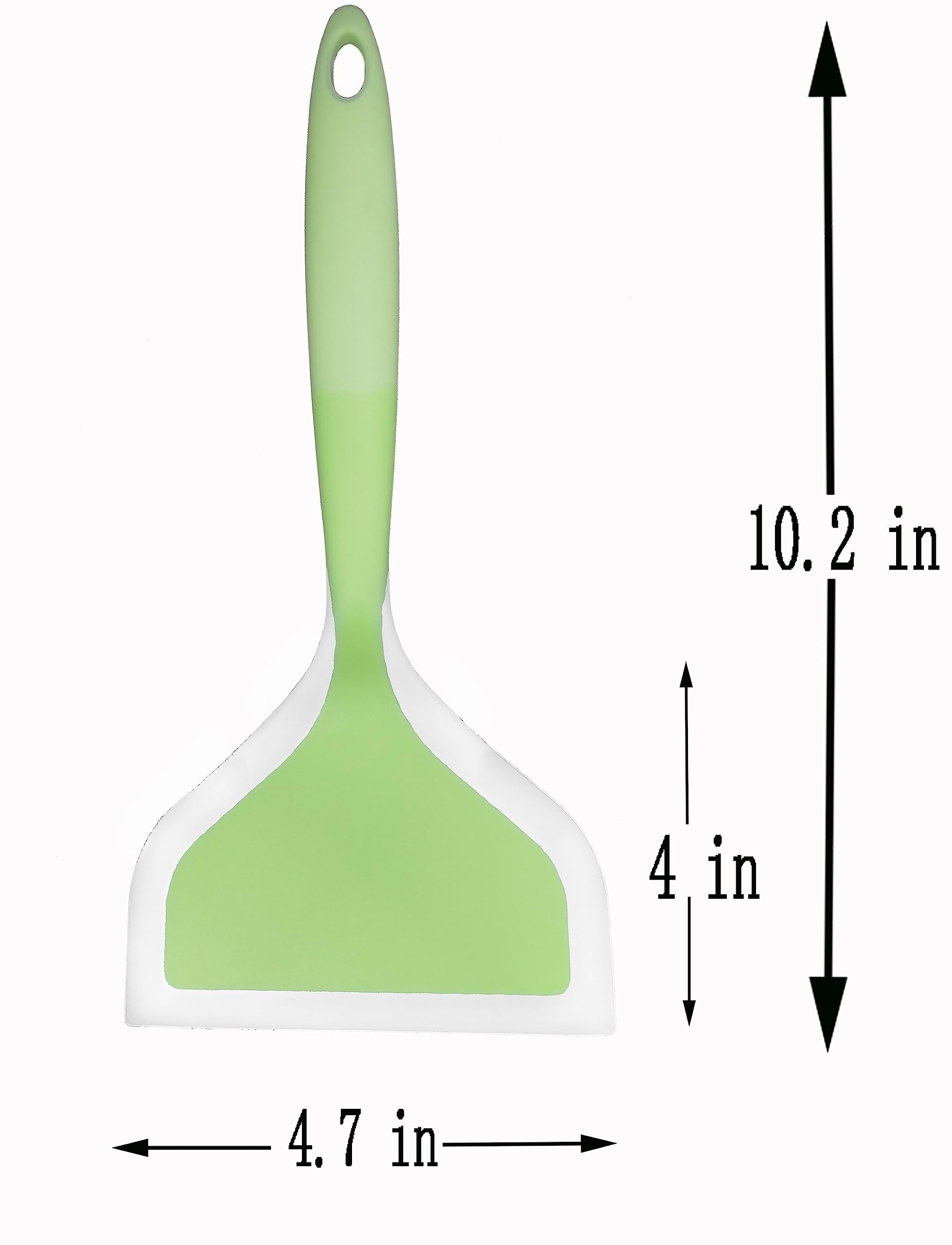 Minchsrin Silicone Wrapped Plastic Fish Spatula Pancakes Shovel Non-Stick Heat-Resistant Wide Flat Turner For Egg Tamales Pizza (Green)