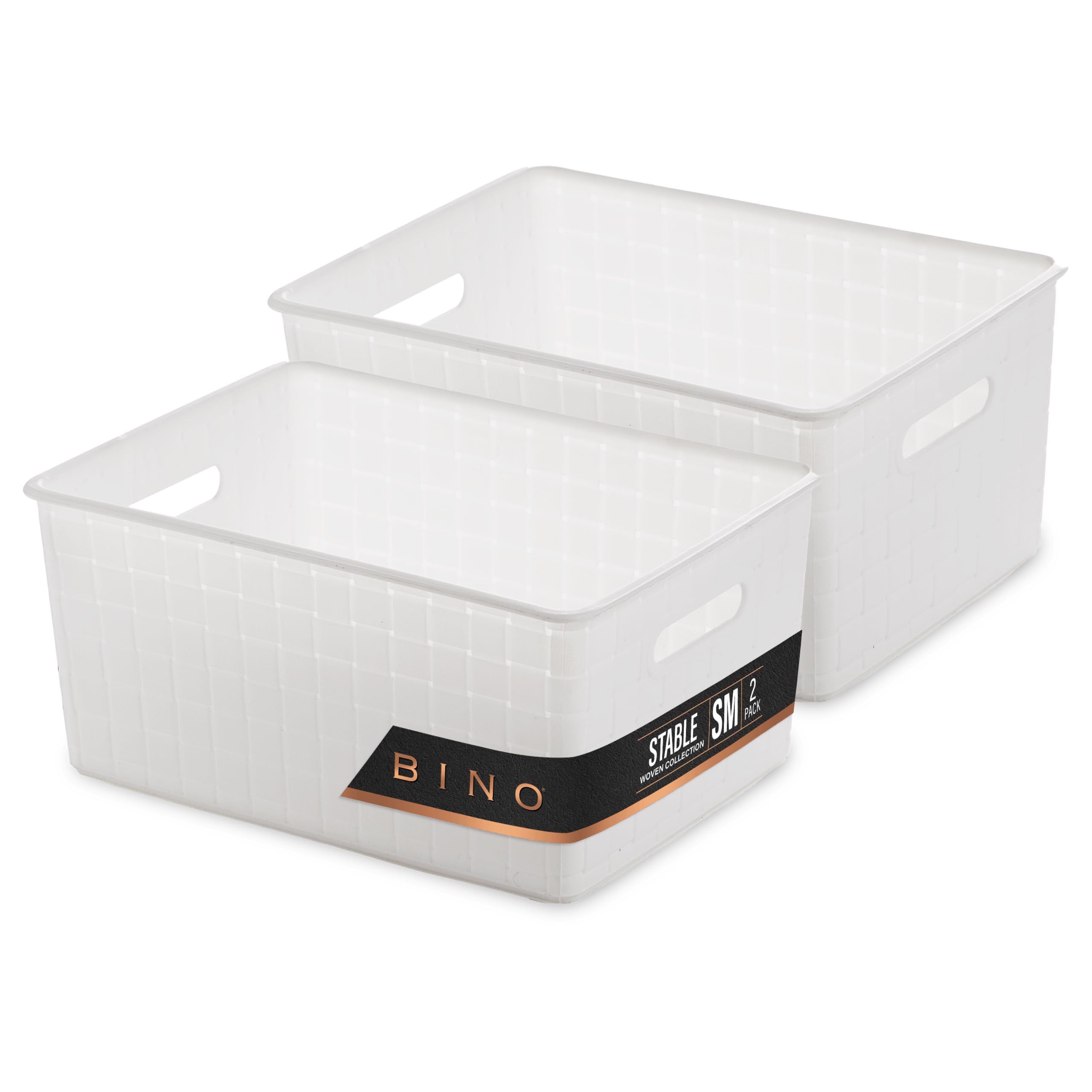 Bino | Plastic Storage Baskets Small - White | The Stable Collection | Multi-Use Storage | Rectangular Cabinet Organizer | Baske
