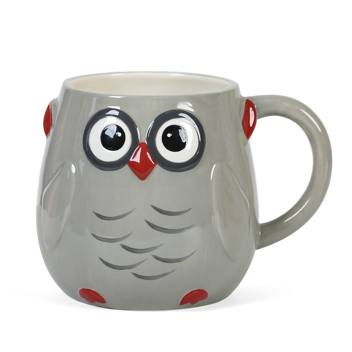 FORLONG Ceramic Large Coffee Mug,3D Hand-painted Grey Owl Design Big Tea Cup for Office & Home, 22oz