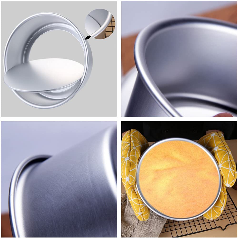 Xzjmy 5 Pack Non-Stick Deep Aluminum Round Cake Pan With Removable Bottom,Mini Cake Pan, Round Aluminum Cake Pan, Used For Famil