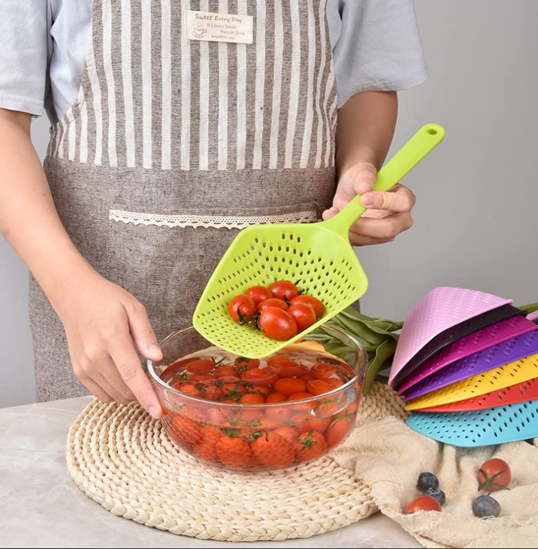 Kitchen Nylon Strainer Scoop Colander, Skimmer Spoon With Long Handle, Drain Shovel Strainers, Water Leaking Shovels Ice Shovel