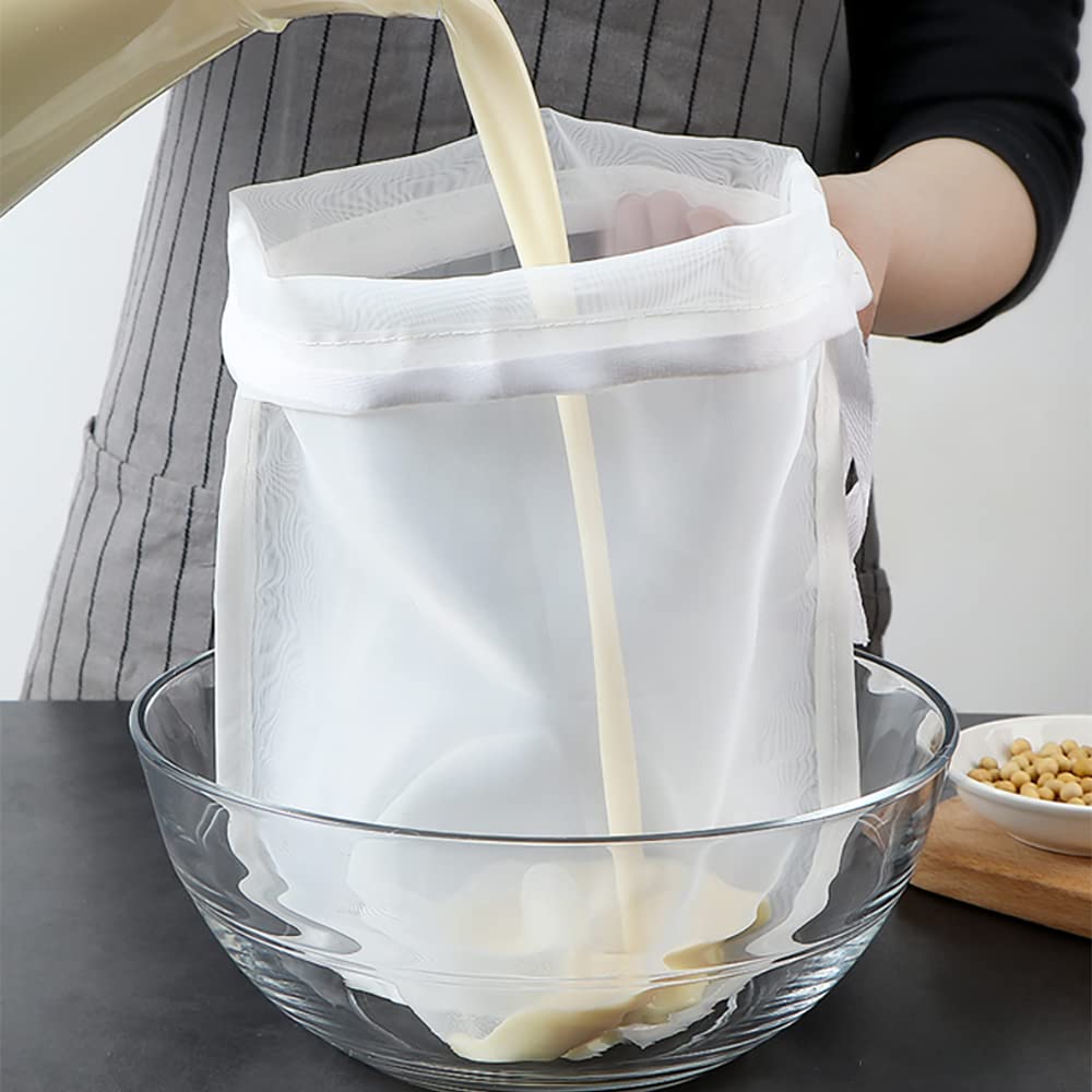 Melostu 4Pcs Large Size Fine Mesh Strainers For Kitchen?8*12Inch, 12*18Inch Cheesecloth For Straining With Handle,Juice,Yogurt ,