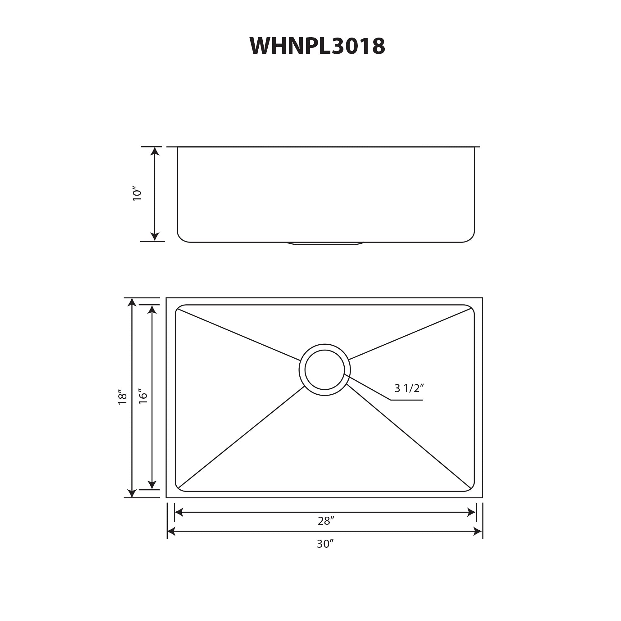 Whitehaus Whnpl3018-Bss Noah Plus Collection Kitchen Sink, Brushed Stainless Steel
