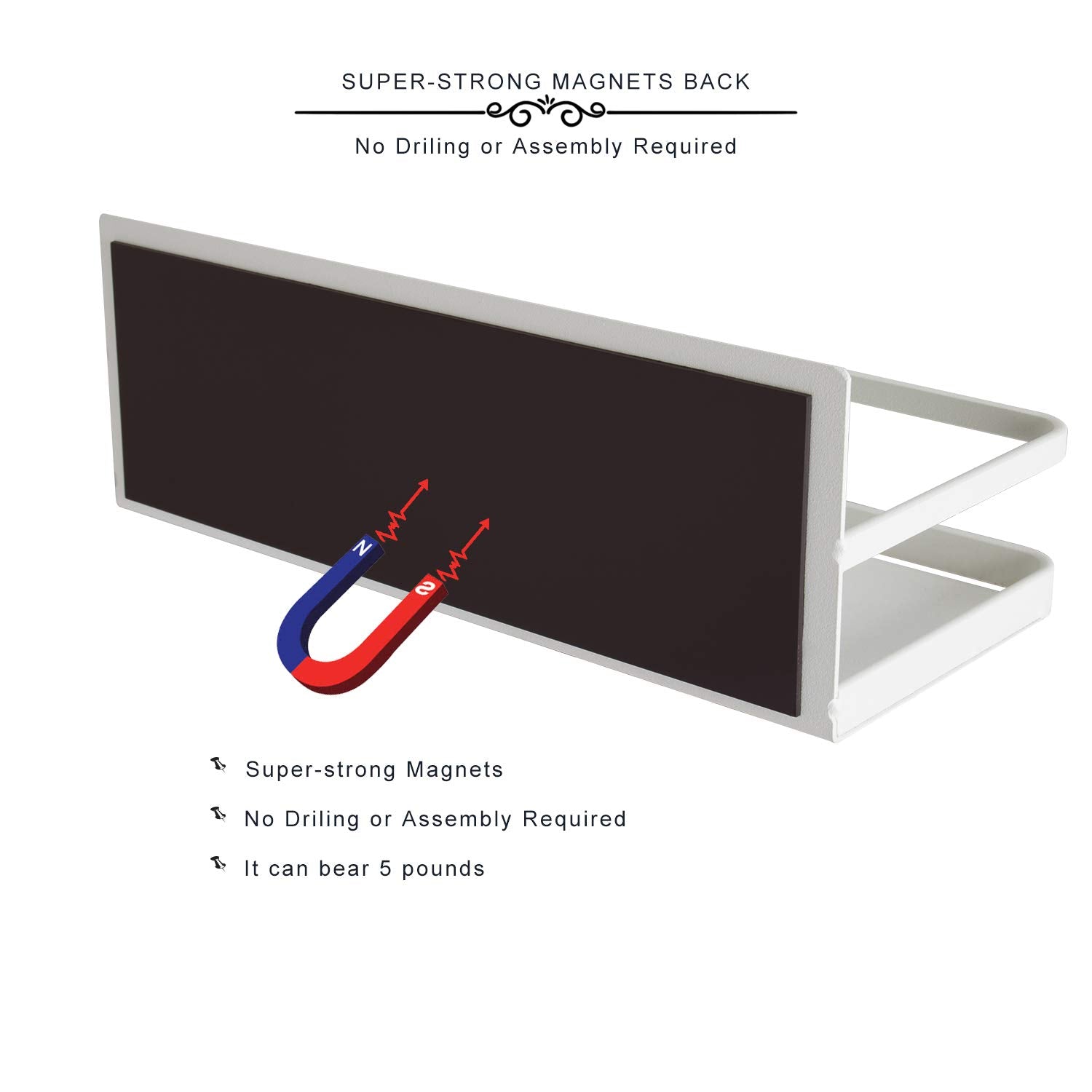 Hoopoton Magnetic Spice Rack Single Tier Refrigerator Spice Organizer Shelf, Easy to Install The Side of The Refrigerator