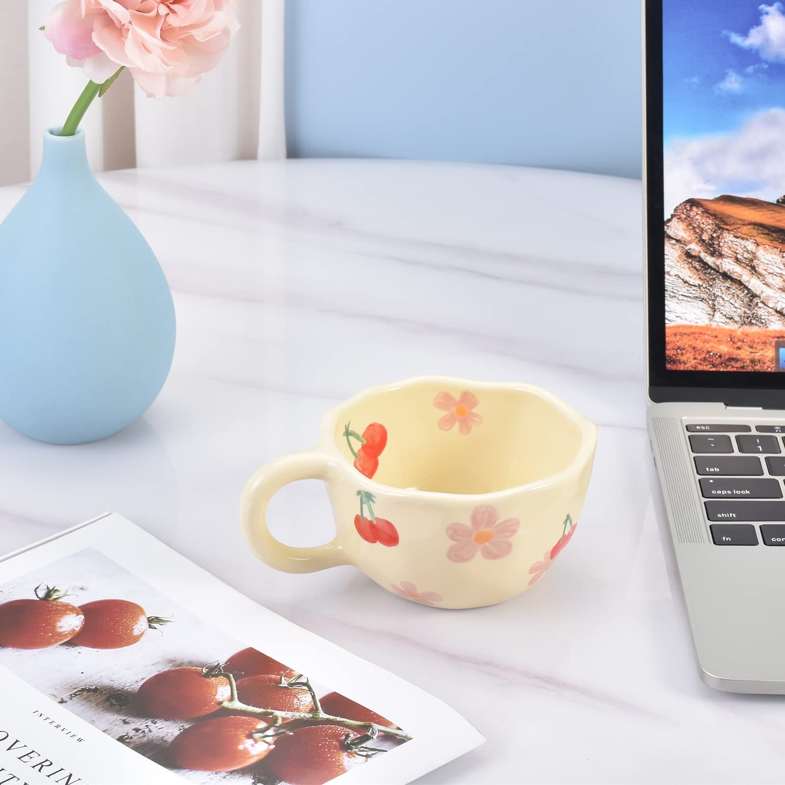 Koythin Ceramic Coffee Mug, Creative Flower Cup For Office And Home, Dishwasher And Microwave Safe, 8.5 Oz/250 Ml For Latte Tea