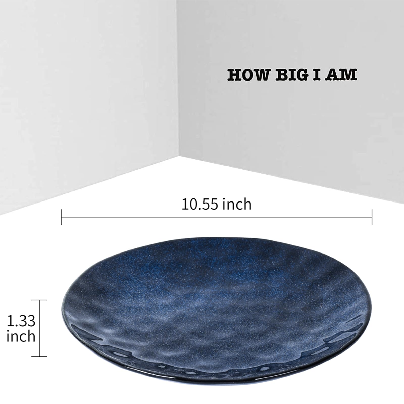 Vicrays Ceramic Dinner Plates Set, 10.5 Inch, Set Of 6, Round, Microwave, Oven, Dishwasher Safe, Porcelain Fluted Suitable For S