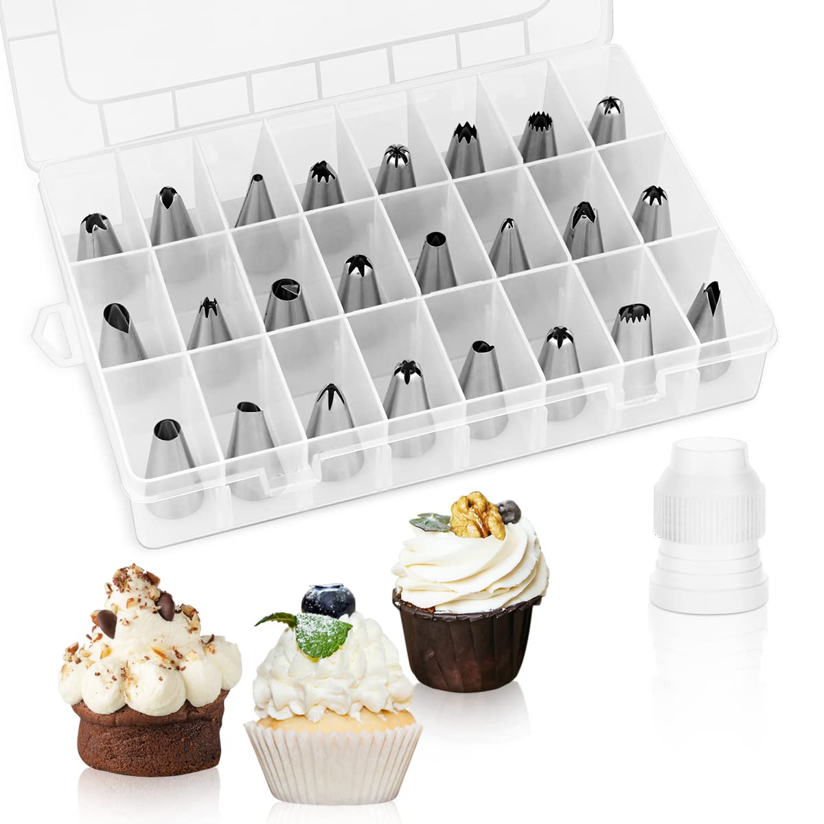 24 Piece Piping Tips Set, Icing Piping Nozzles With Storage Box, Stainless Steel Nozzles Tip For Cake Decorating