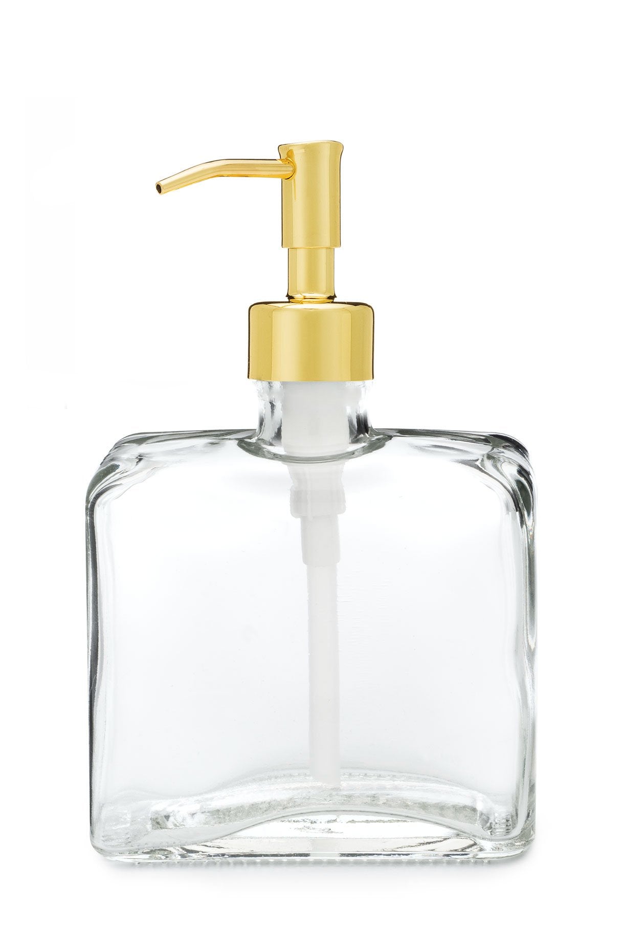 Rail19 Urban Square Recycled Glass Soap Dispenser with Metal Pump, 8.5oz (Gold)