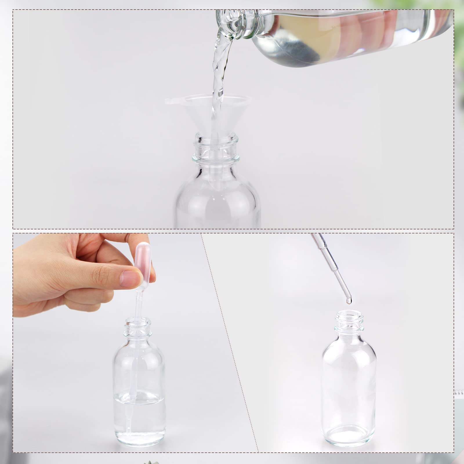Wedama Mini Spray Bottles 2 Oz, Amber Glass Spray Bottles, Empty Small Spray Bottles With Funnel Dropper, Fine Mist For Hair, Tr