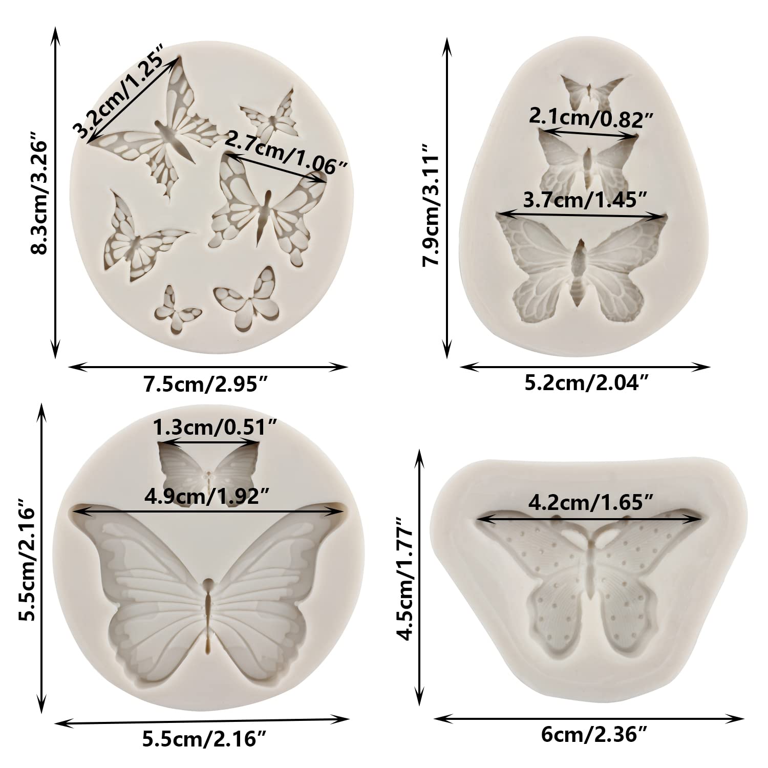 Sijiangmold Butterfly Fondant Molds Butterfly Silicone Mold For Cake Decorating Candy Chocolate Gum Paste Crafting Polymer Clay