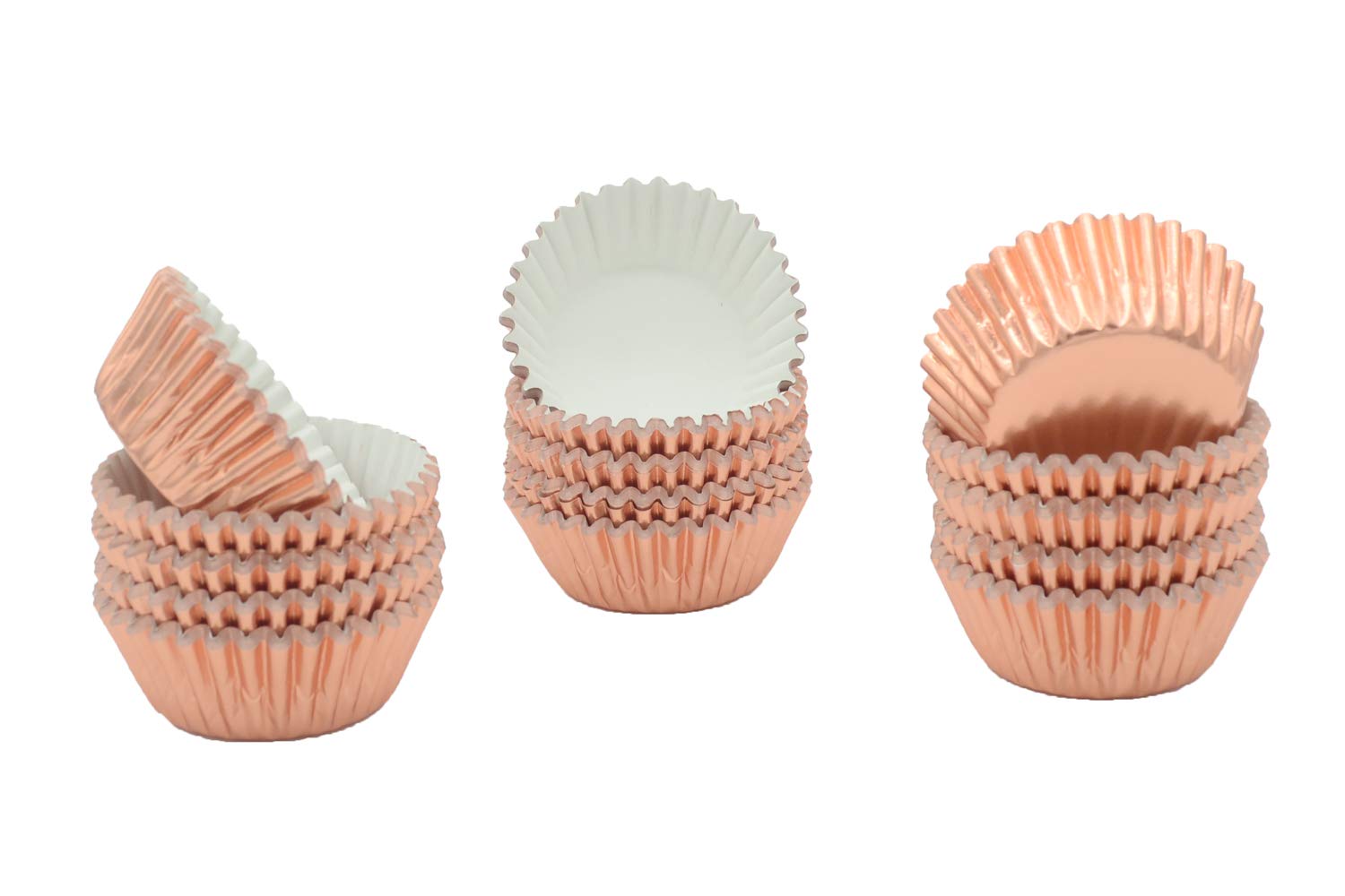 Mombake Mini Rose Gold Foil Cupcake Liners Muffin Baking Cups For Party And More, 300-Count