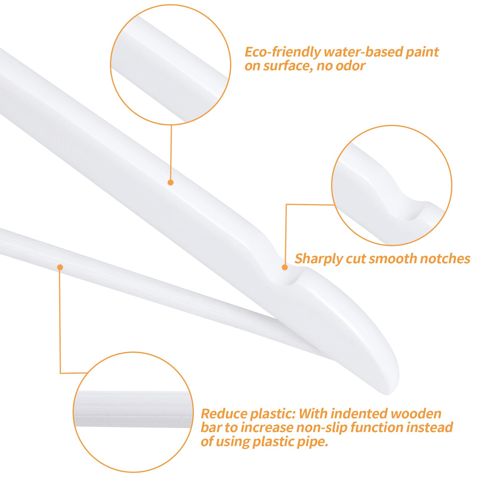 Amazon Basics Wood Suit Clothes Hangers - White, 20-Pack