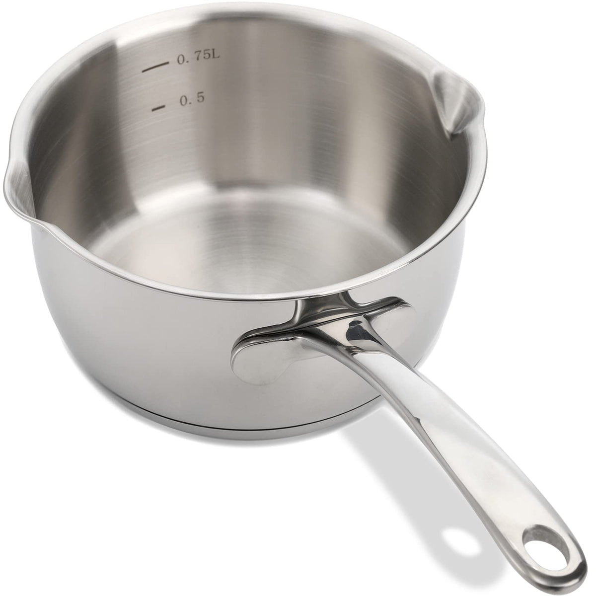 Deayou 18/10 Stainless Steel Butter Warmer Pan, 0.8-Quart Measuring Saucepan With Dual Pour Spout, Small Milk Butter Melting Pot