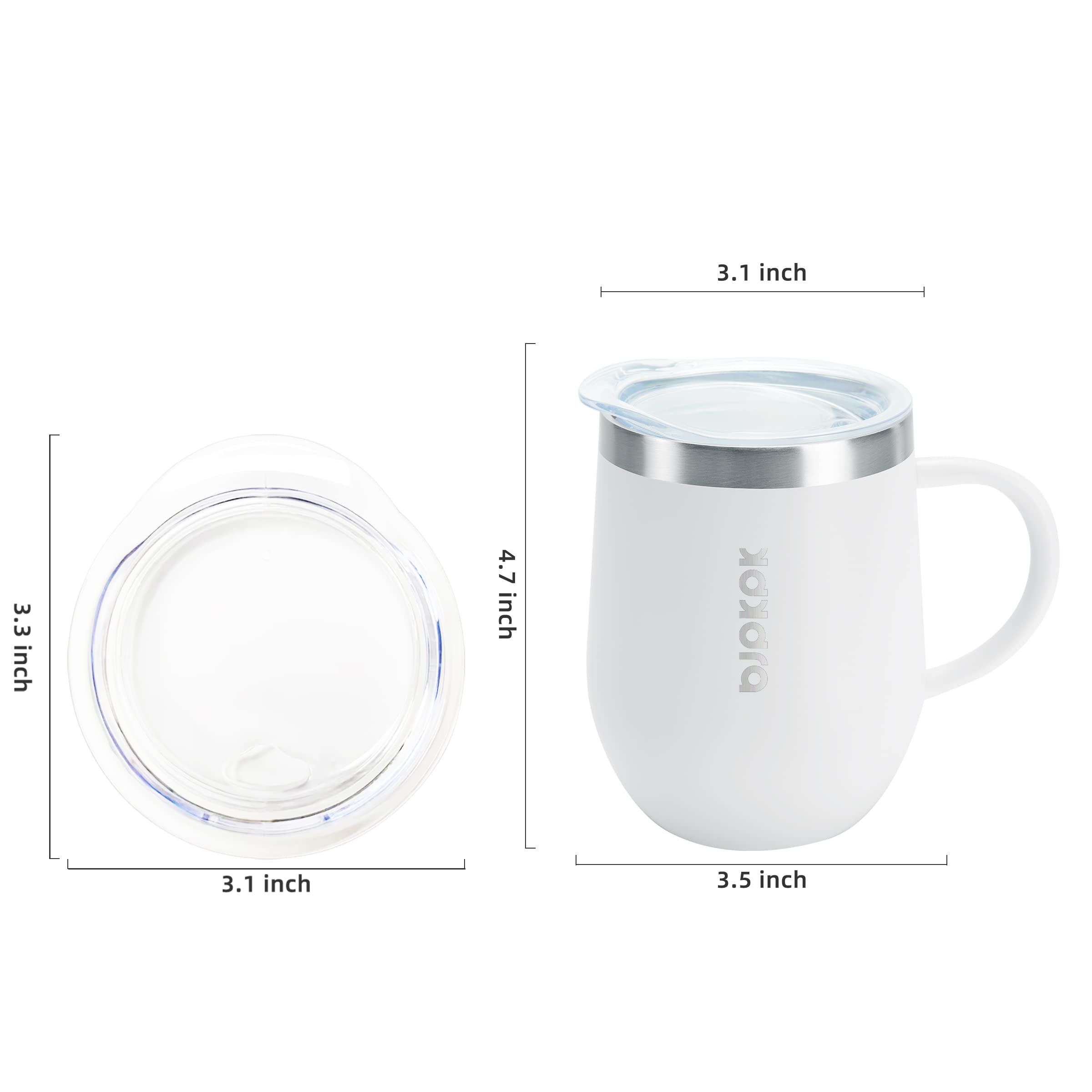 BJPKPK 12 oz Stainless Steel Insulated Coffee Tumbler - 2 Pack, White, Model CT12white, Perfect for Hot & Cold Drinks