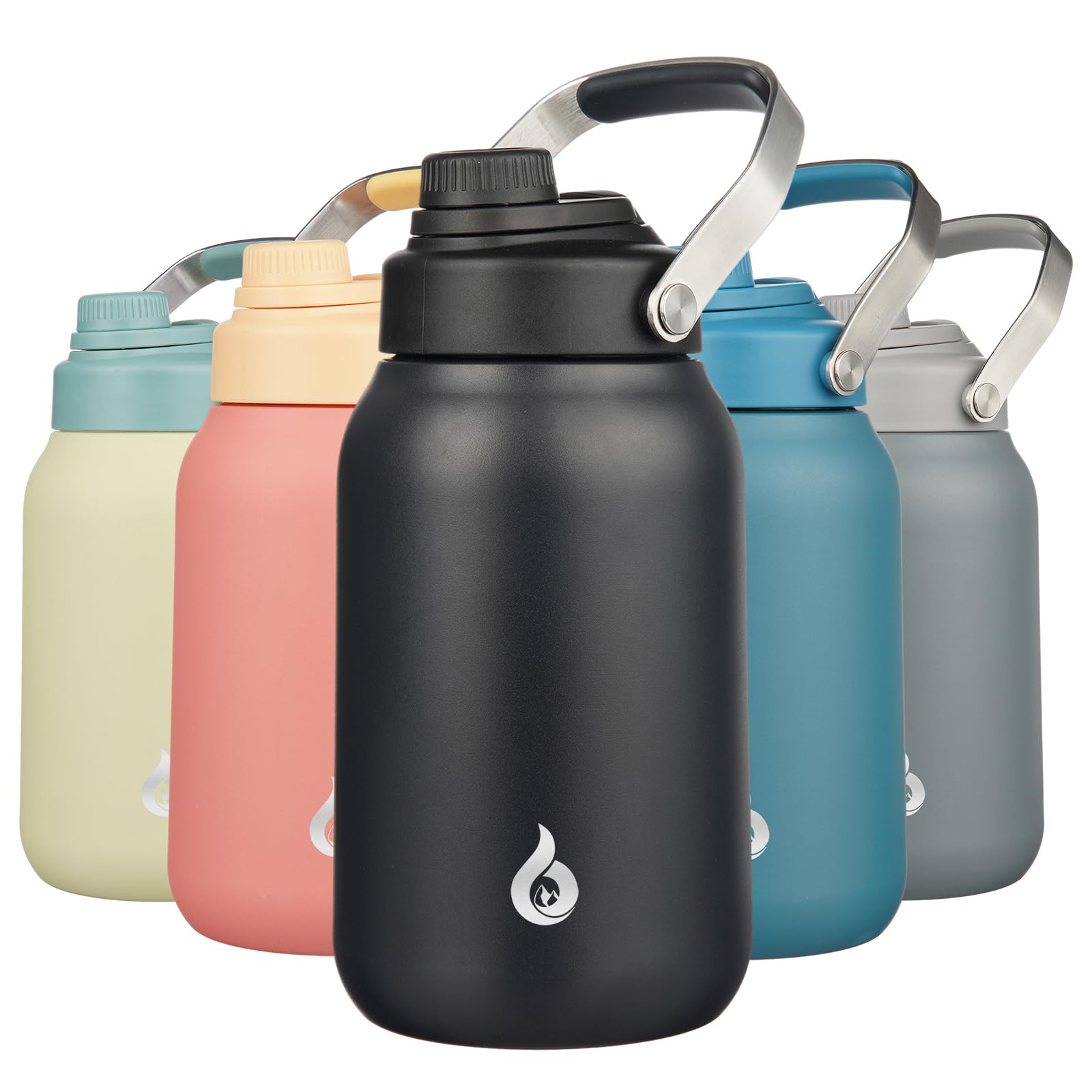 Bjpkpk Half Gallon Insulated Water Bottles, 64Oz Water Jug With Metal Handle & Bpa Free Spout Lid, Dishwasher Safe Thermos Water