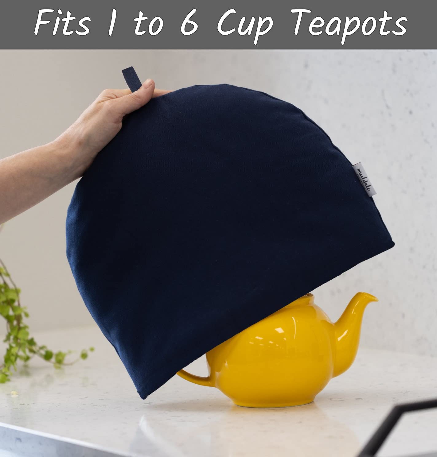 Muldale Large Tea Cozy For Teapot - Oxford Navy - Teapot Cover Insulated 100% Cotton Thick Wadding - Made In England - Tea Cozie