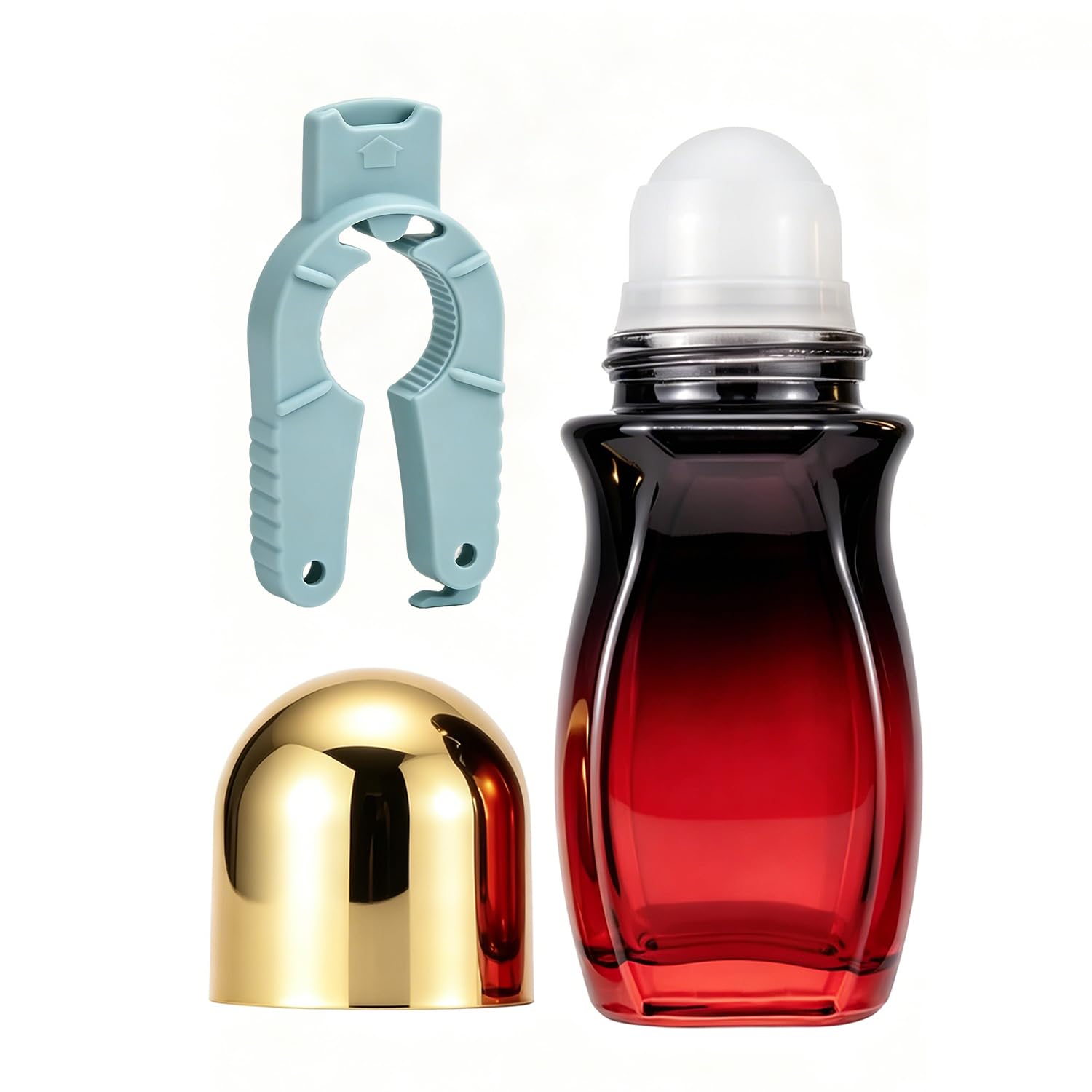 UFVIZ Roller Bottles for Essential Oils, 50ml Refillable Waist Amber Glass Rollerball Bottles, LeakProof Travel Perfume Bottle 