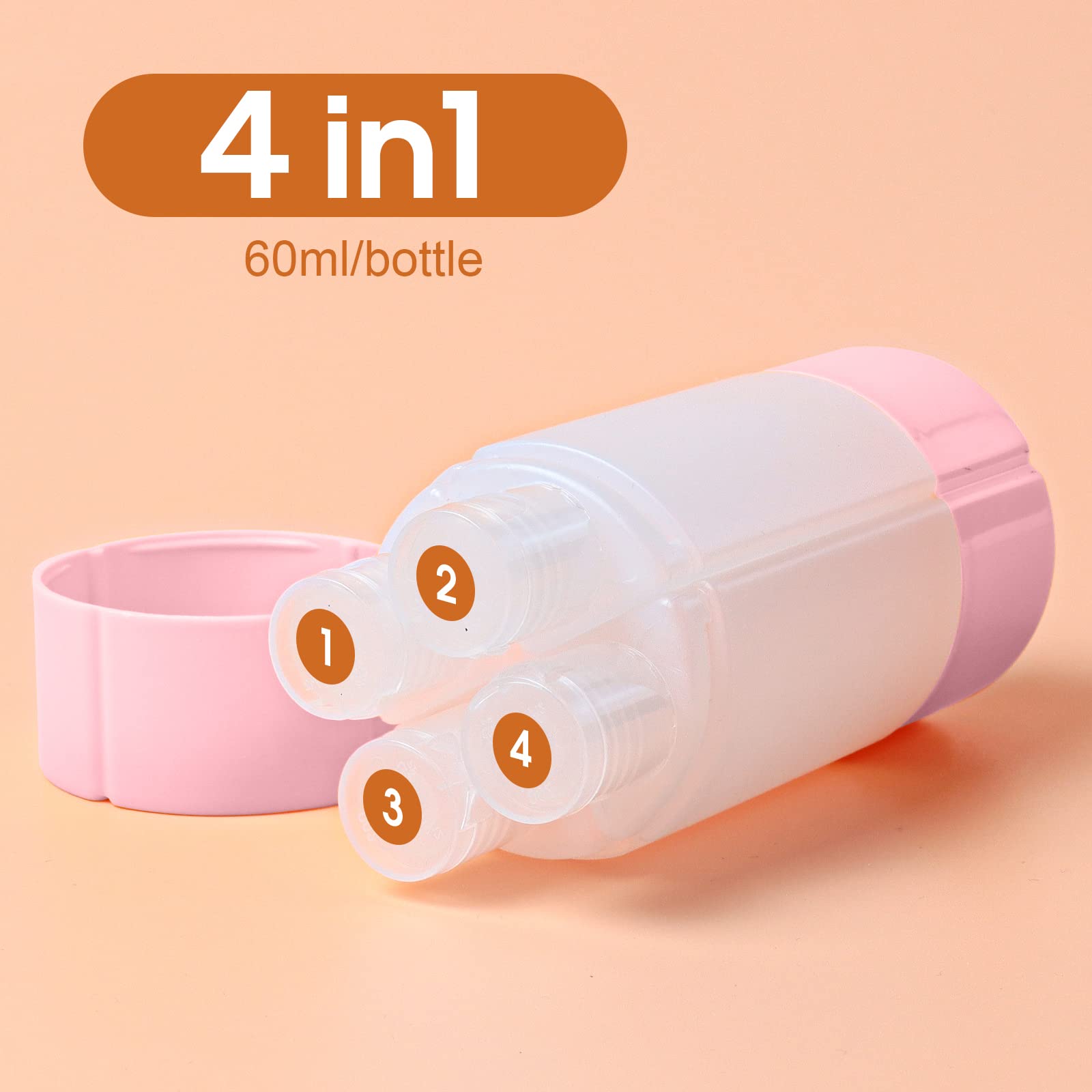 Olatay Travel Bottle, Tsa Approved 4-In-1 Leak-Proof Bottle, 4 * 60Ml/2Oz, With 2 Pre-Printed Labels For Travel Gym Camping, Car