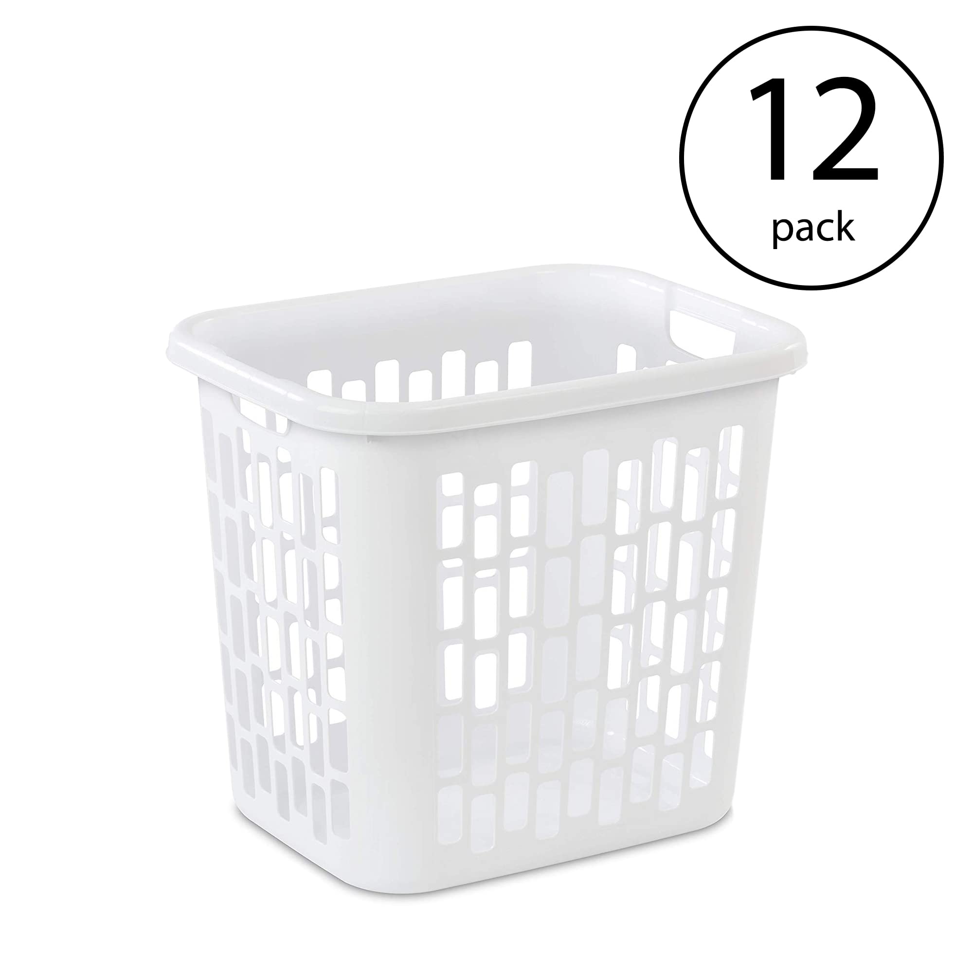 Sterilite Ultra Easy Carry Plastic Dirty Clothes Laundry Basket Hamper With Integrated Handles And Ventilation Holes, White (12