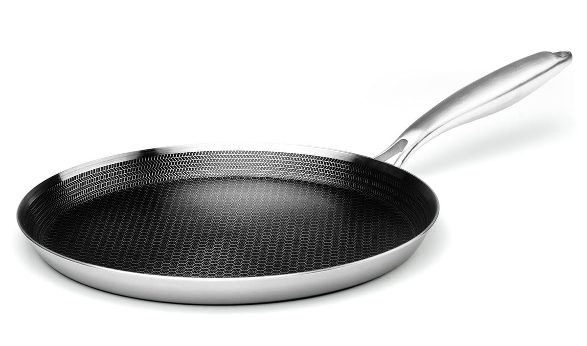 Innerwell Stainless Steel Crepe Pan - 12 Inch Nonstick Crepe Pan, Stainless Steel Honeycomb Coating Pancake Pan, Non Stick Flat