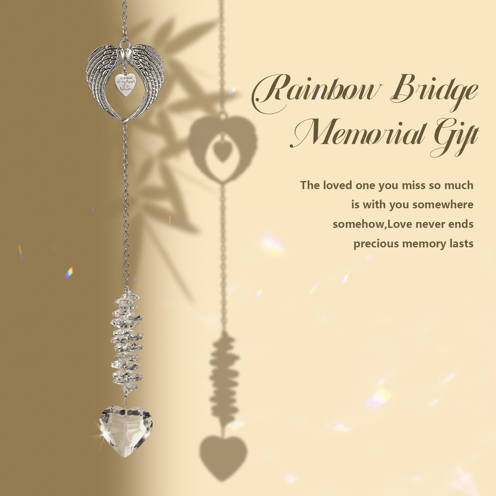 Shrebilo Sympathy Gifts for Loss of Loved One, Unique Memorial Gift for Loss of Mom Dad Son Husband, Crystal Suncatchers,Grief G