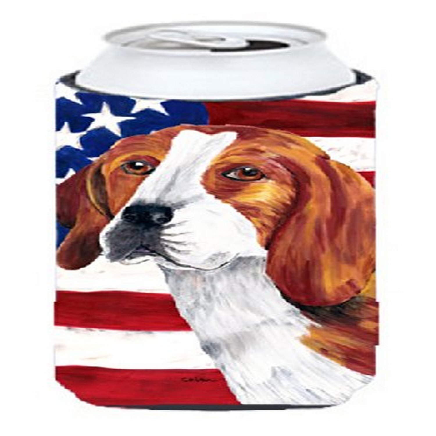 USA American Flag with Beagle  Tall Boy Beverage Insulator Beverage Insulator Hugger