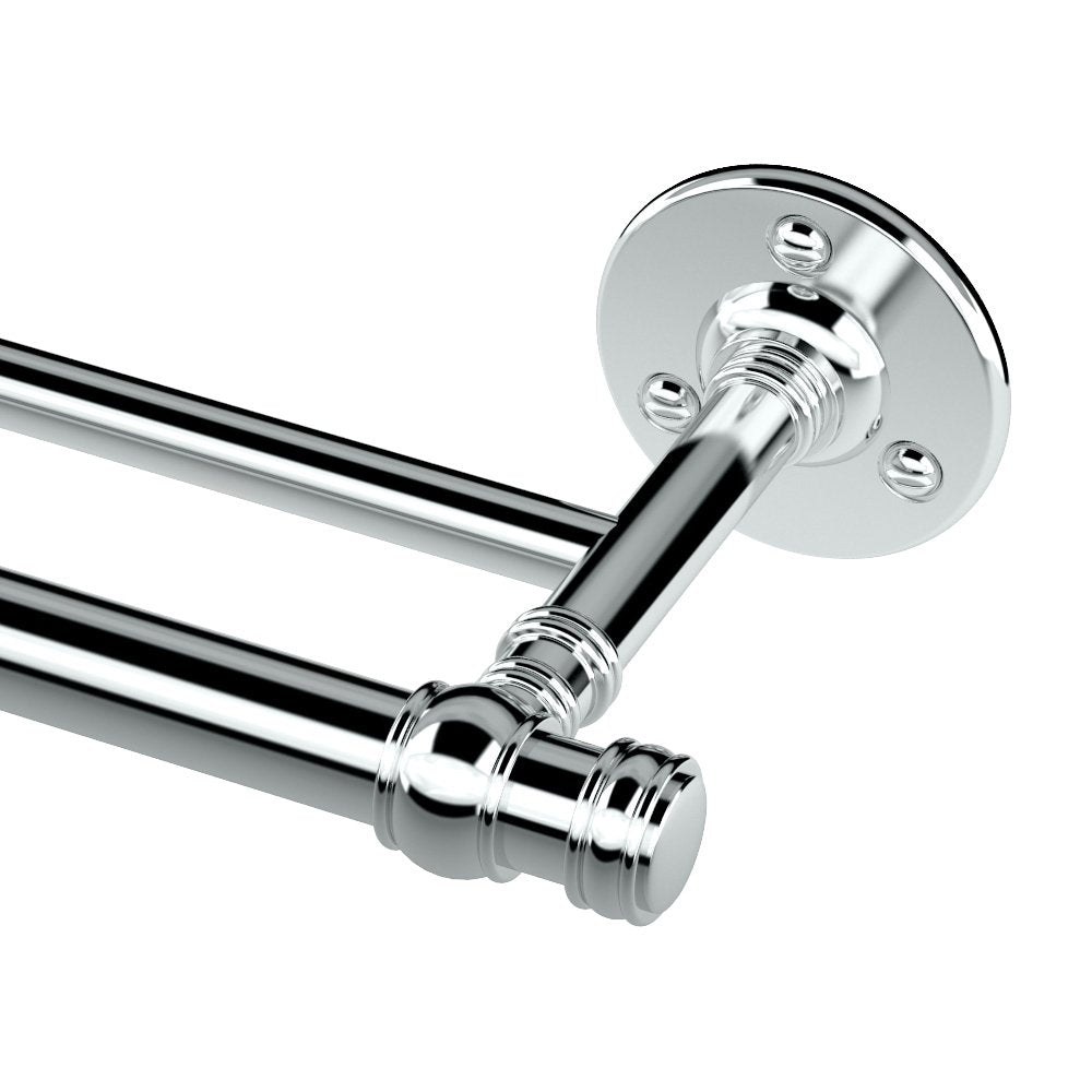 Gatco 4414 Cafe 24'' Double Towel Bar, Chrome | Wall Mounted Double Towel Rack For Bathroom, Total Length 26.50''