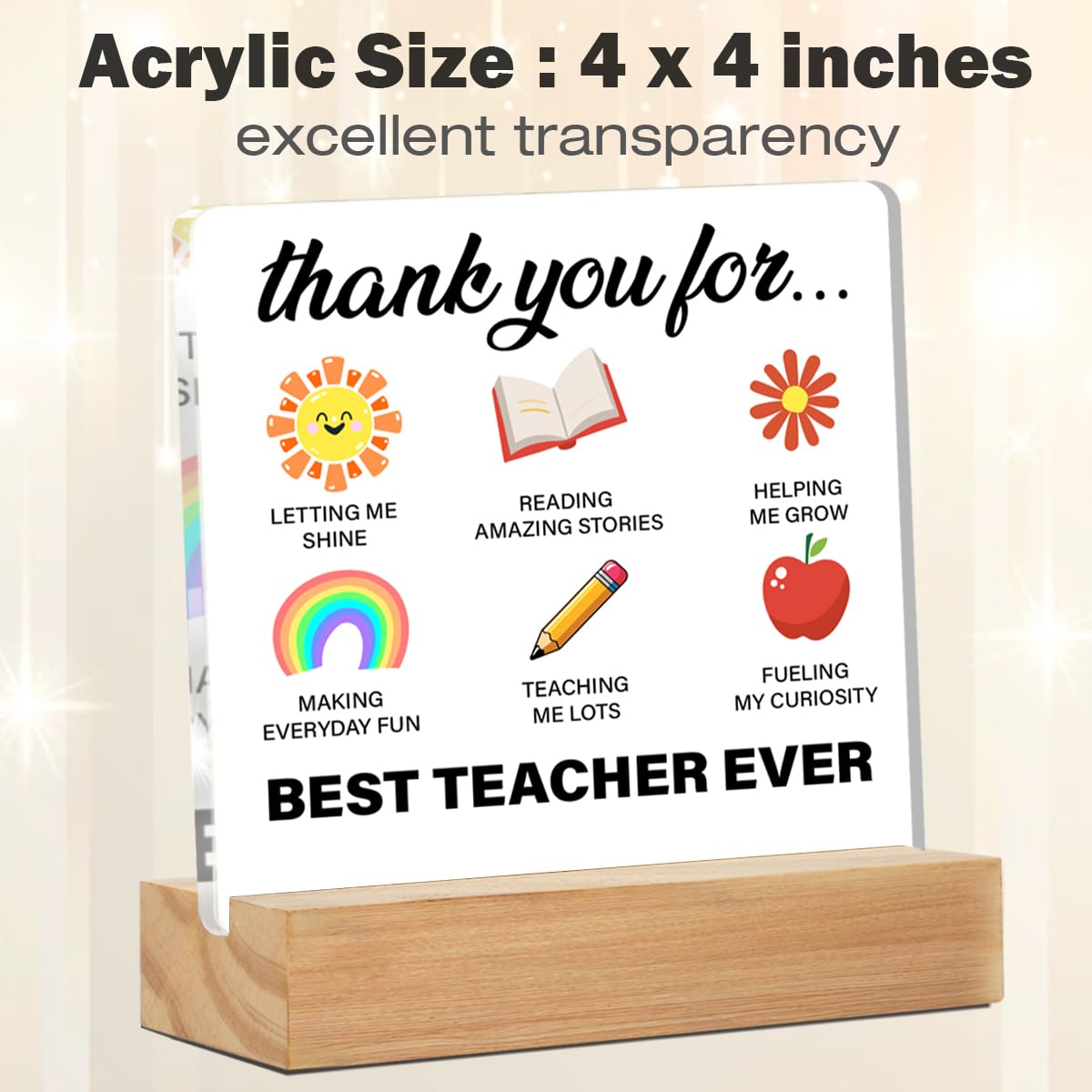 Teacher Appreciation Gifts Thank You Teacher Gifts Best Teacher Ever Gifts Acrylic Desk Plaque Sign
