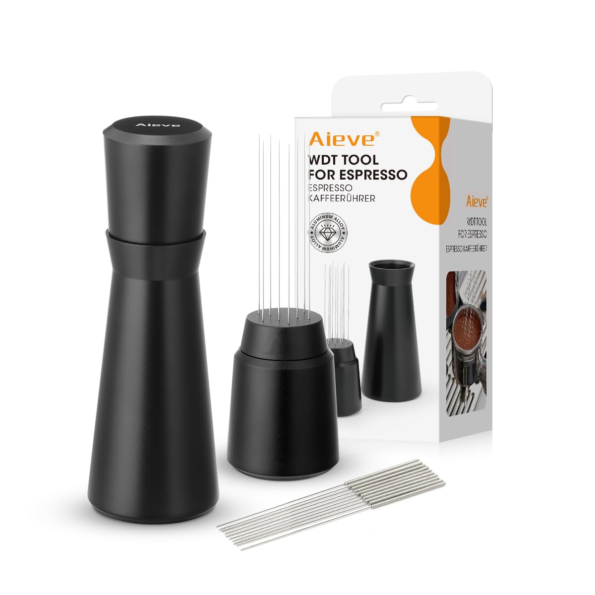 Aieve Wdt Tool Espresso,Espresso Distribution Tool With 10+10 Pcs 0.4Mm Stainless Steel Needles Espresso Stirrer And Heavy Duty