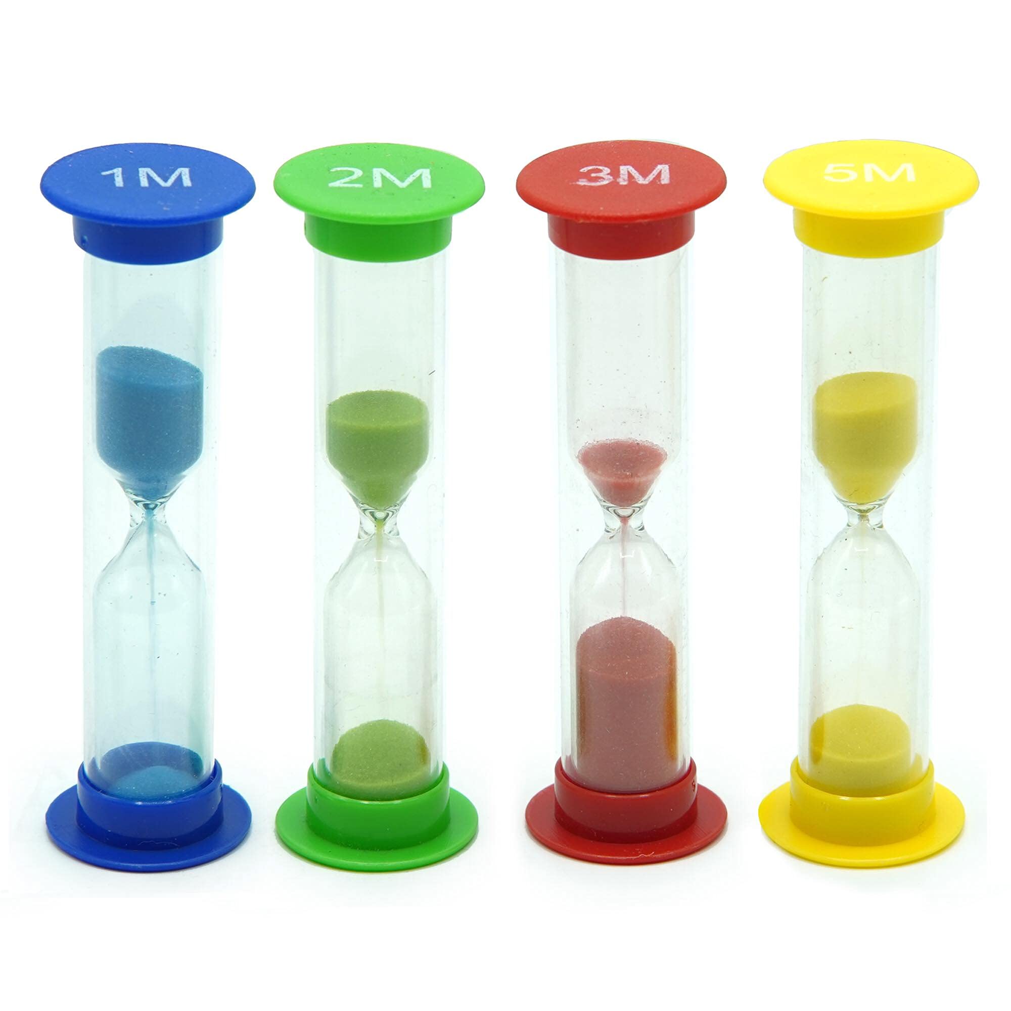 Teacherfav Sand Timer For Kids Set Of 4 Small Colorful (Multi) Hour Glass Acrylic Covered Clock 1Min 2Min 3Min 5Min For Classroo
