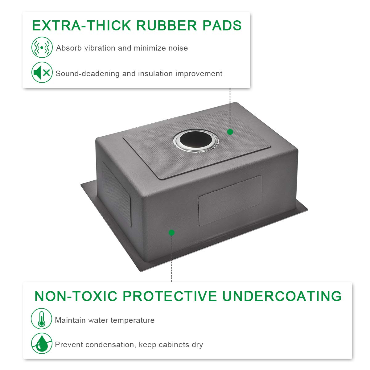 Ougoo 25 X 18 Inch Drop-In Tight Radius 18 Gauge Stainless Steel Topmount Kitchen Sink Single Bowl
