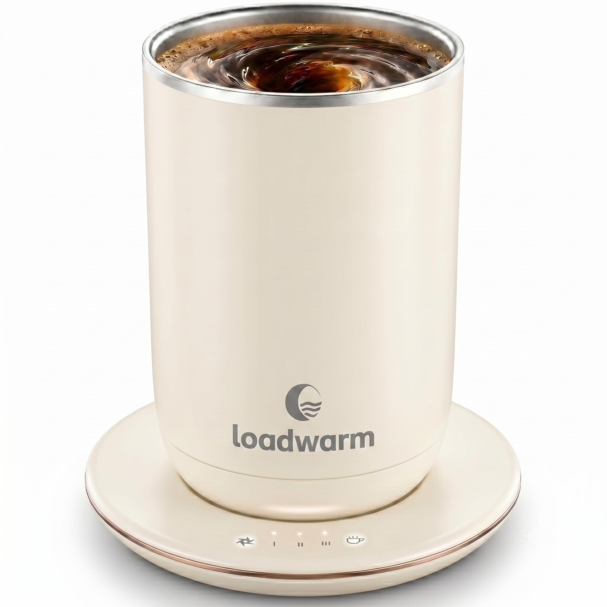 Self Heated Stirring Coffee Mug, 10oz Auto Mixing Cup with Warmer, White