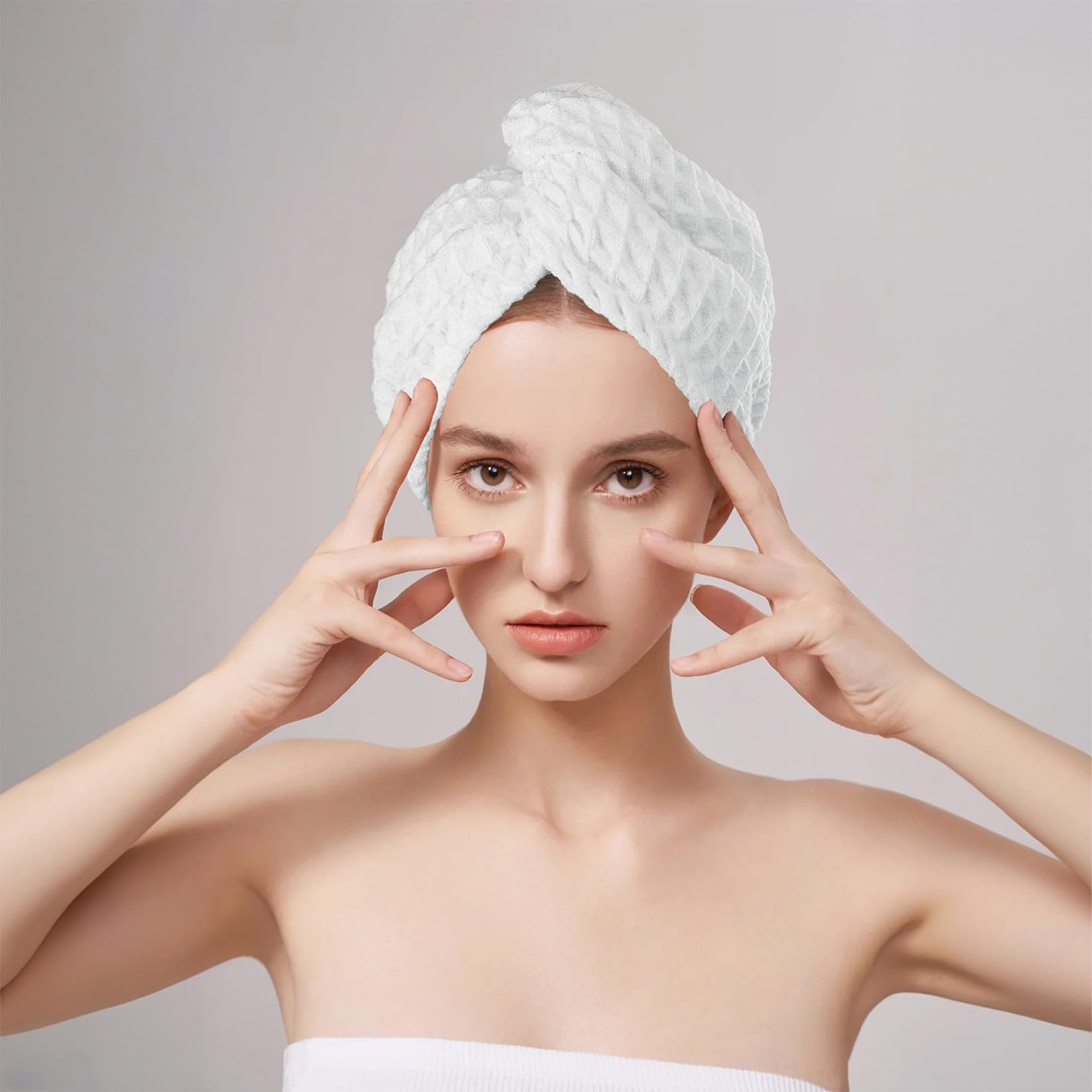 MaopaoBeauty Microfiber Hair Towel Wrap Waffle Hair Drying Towel Quick Dry Super Absorbent Hair Towels for Long, Curly & Thick H