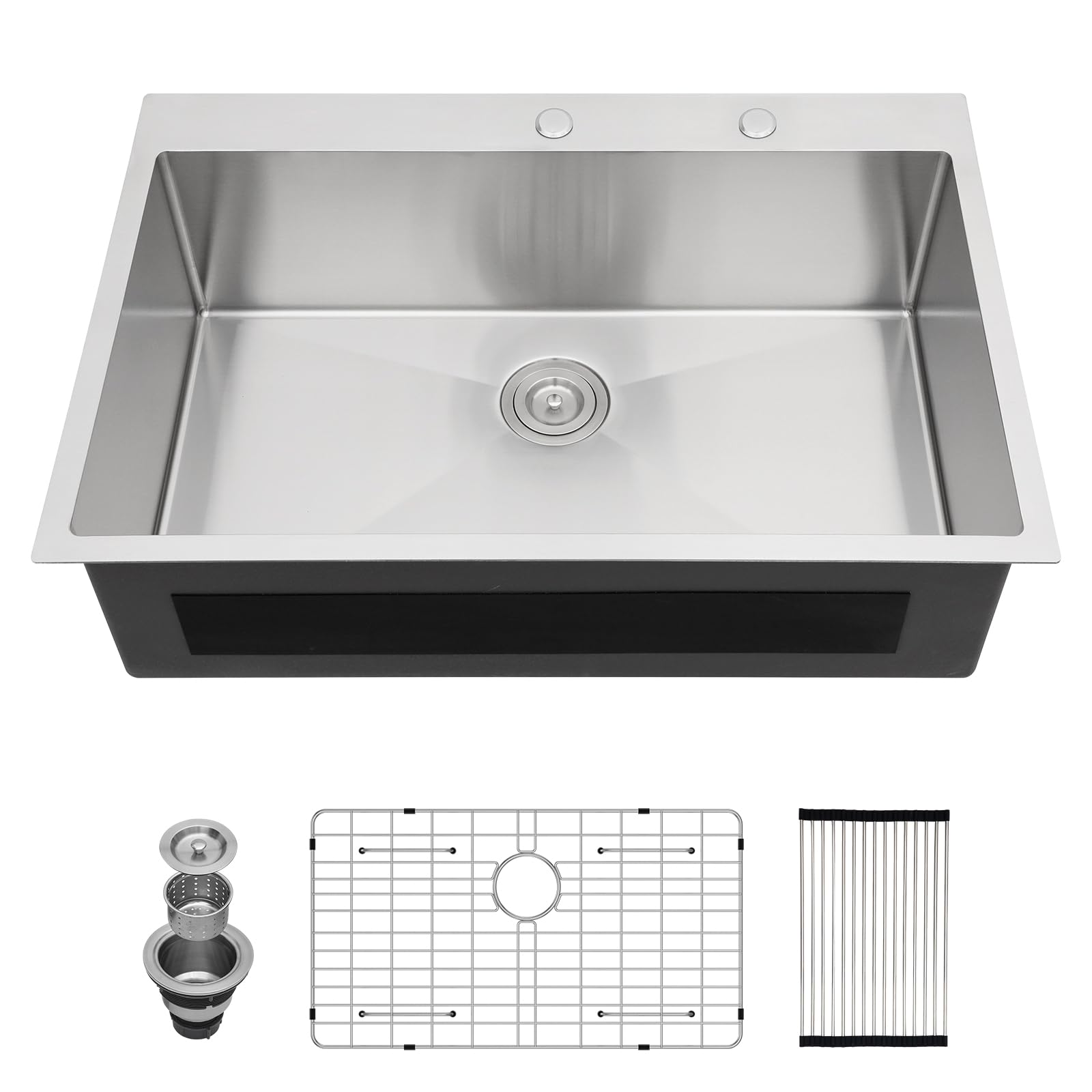 33x22 Drop In Kitchen Sink - Couoko Stainless Steel Kitchen Sink Drop In 16 Gauge 33 Inch Drop In Kitchen Sinks Single Bowl Roun