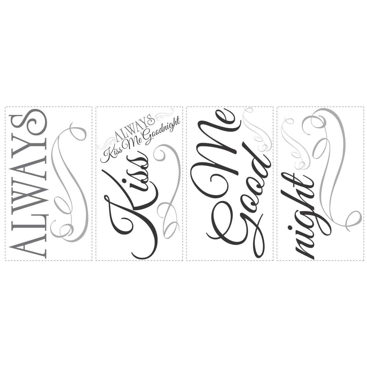 Roommates Rmk2084Scs Always Kiss Me Goodnight Black Quote Peel And Stick Wall Decals