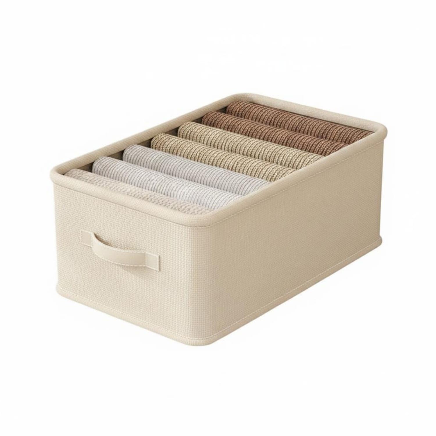 Ecomistiq Compartment Storage Box Easy To Sort Wardrobe Clothes Organizer Space Saving Compartment Storage Bin For Closet, Khaki