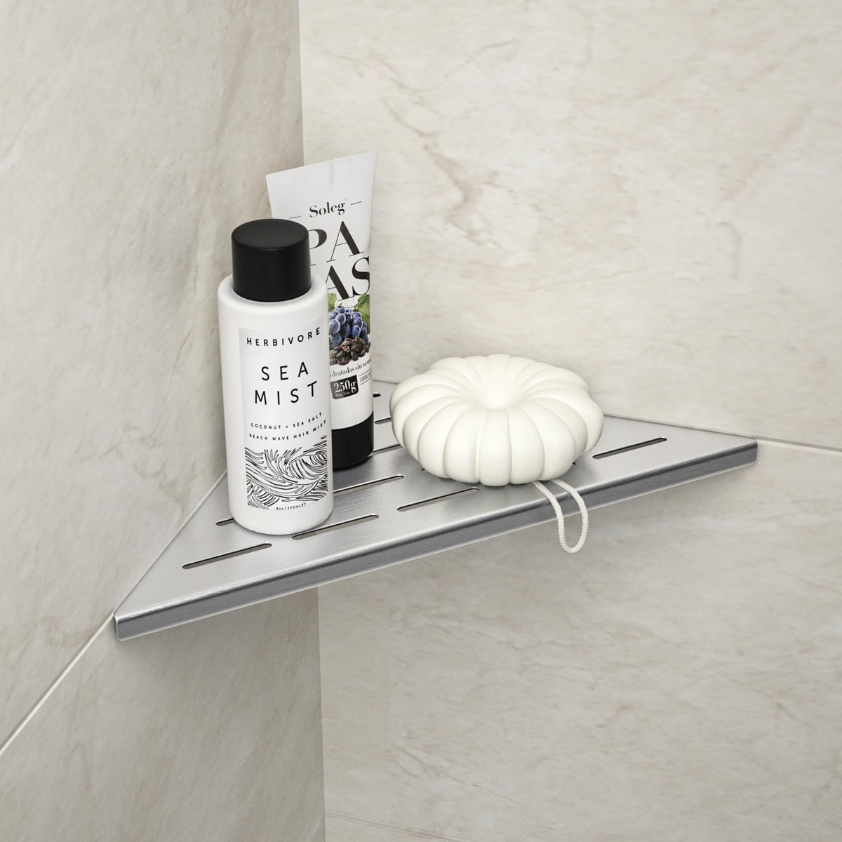Bernkot Corner Shower Shelf 10'' Brushed 304 Stainless Steel Slot Design Recessed Corner Shelf Bathroom Shelf Rack For Tiled Wal
