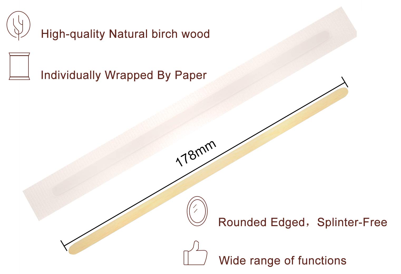 7 Inch 500 Pcs Individually Wrapped Coffee Stirrers  Paper Wrapped Coffee Stir Sticks  Wrapped Stir Sticks Disposable Wood Coffee Sticks for Coffee  Tea and Hot Chocolate Gifts