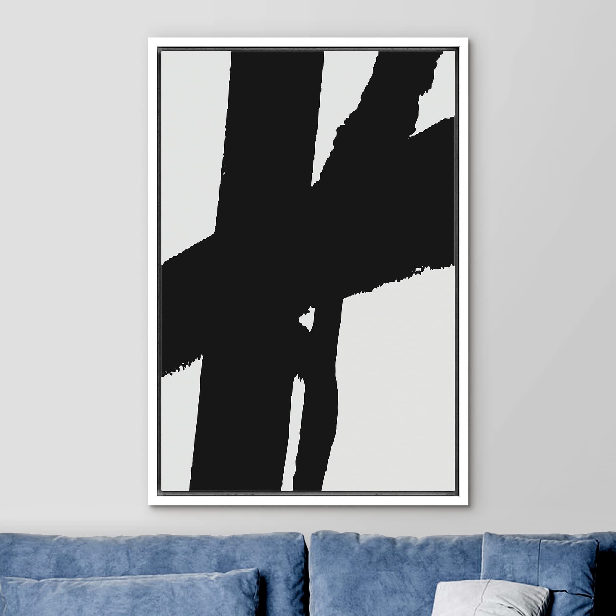 Ashbrook Framed Canvas Print Wall Art Black And White Line Art Collage Abstract Shapes Illustrations Modern Minimalist Relax/Cal