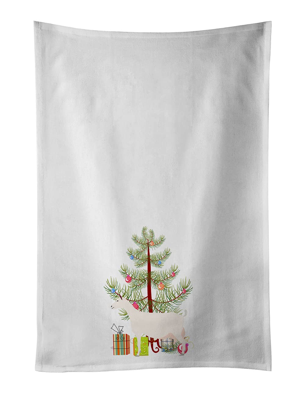 Saanen Goat Christmas White Kitchen Towel Set of 2