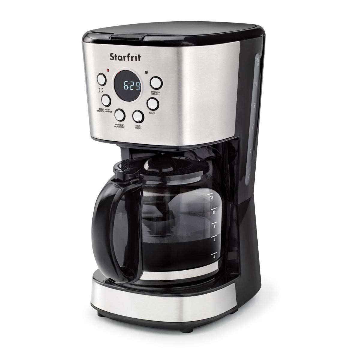 Starfrit 12-Cup Electric Drip Coffee Maker, Black/Silver