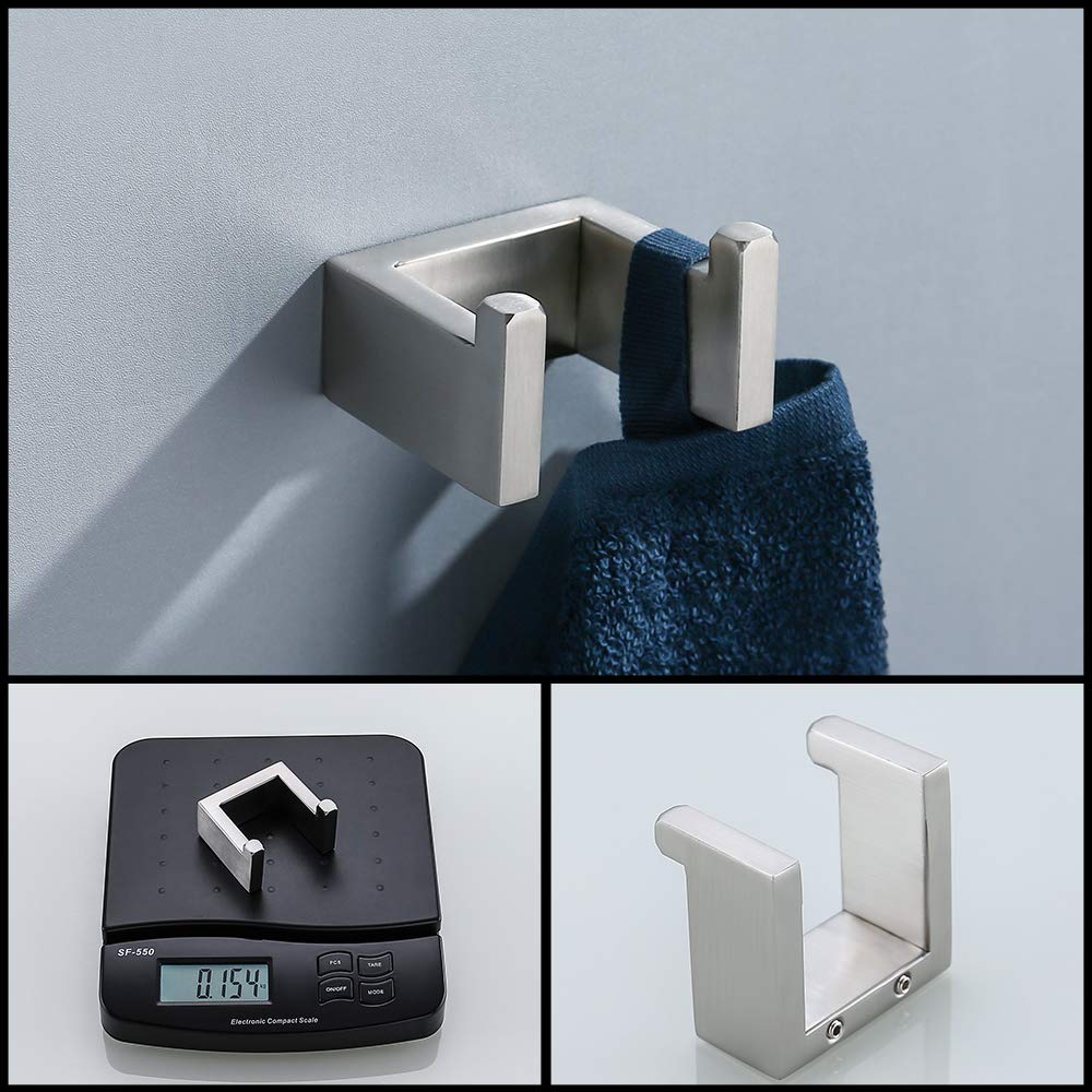 TNOMS 4 Pieces Bathroom Hardware Accessories Set Towel Bar Towel Holder Robe Hook Toilet Paper Holder Stainless Steel Q8-P4BR