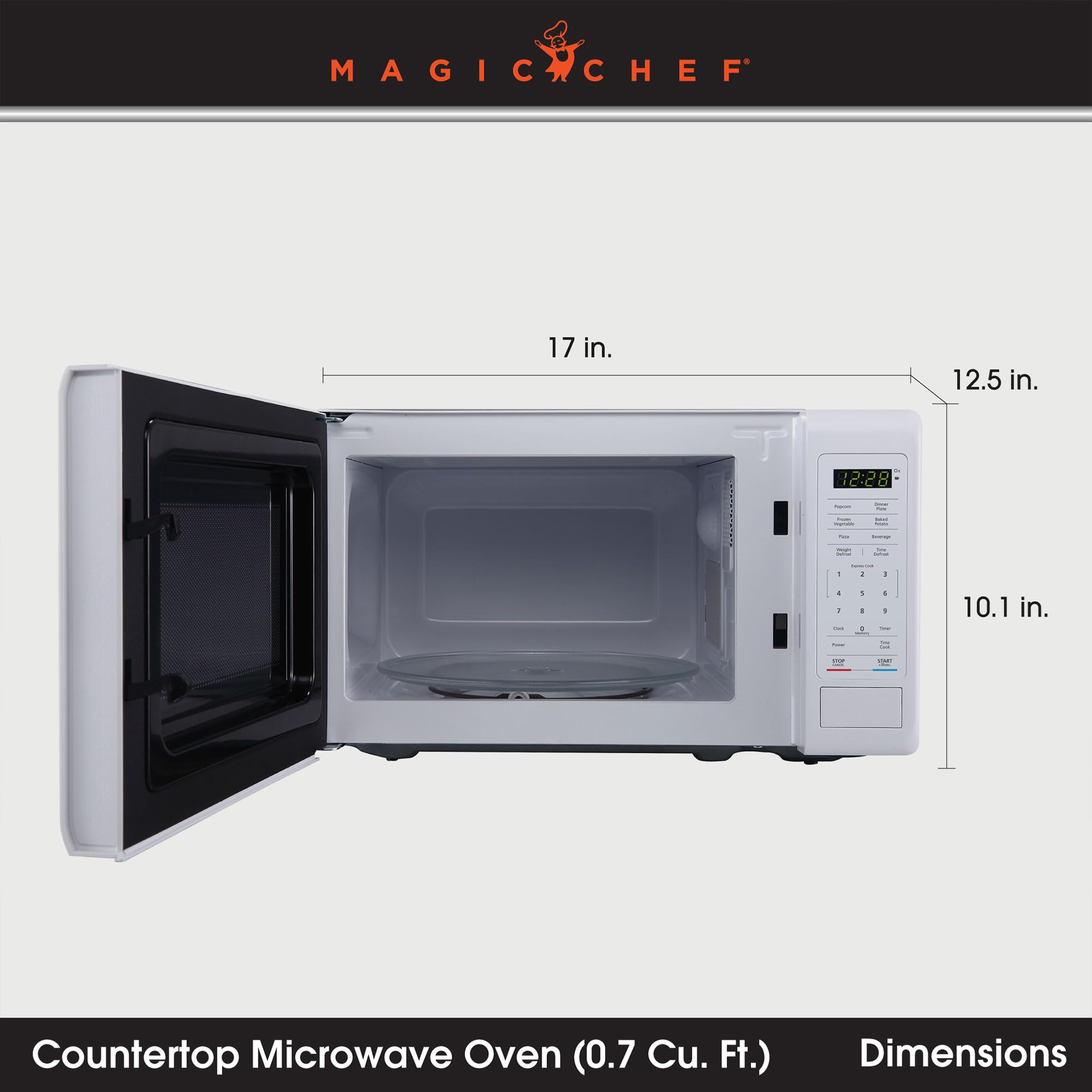 Magic Chef Mc77Mw Countertop Microwave Oven, Small Microwave For Compact Spaces, 700 Watts, 0.7 Cubic Feet, White