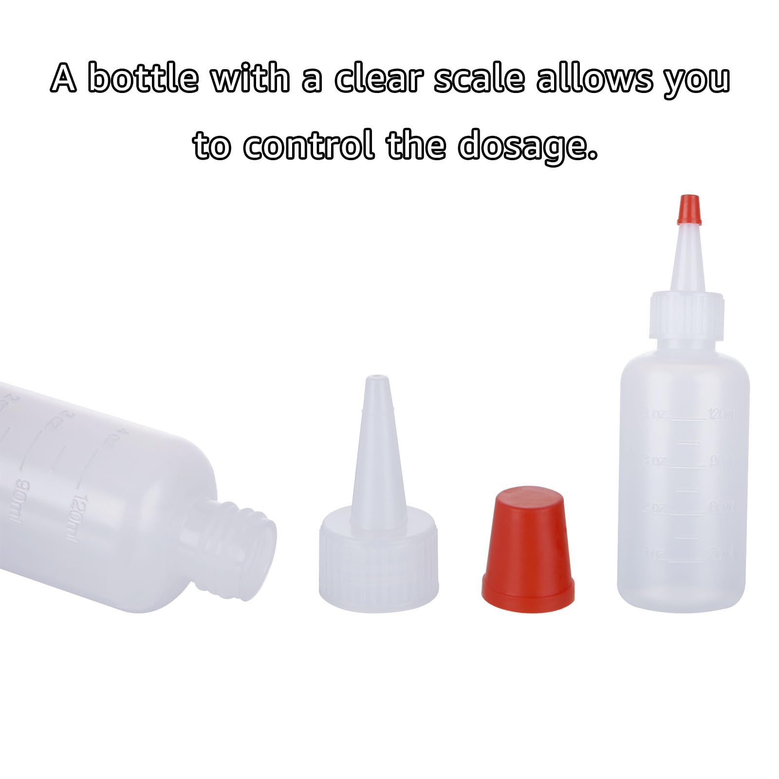 Laniakea 40Pcs Condiment Squeeze Bottles, 4Oz Condiment Bottles With Red Tip Cap And Measurement,Plastic Squeeze Bottles For Cra