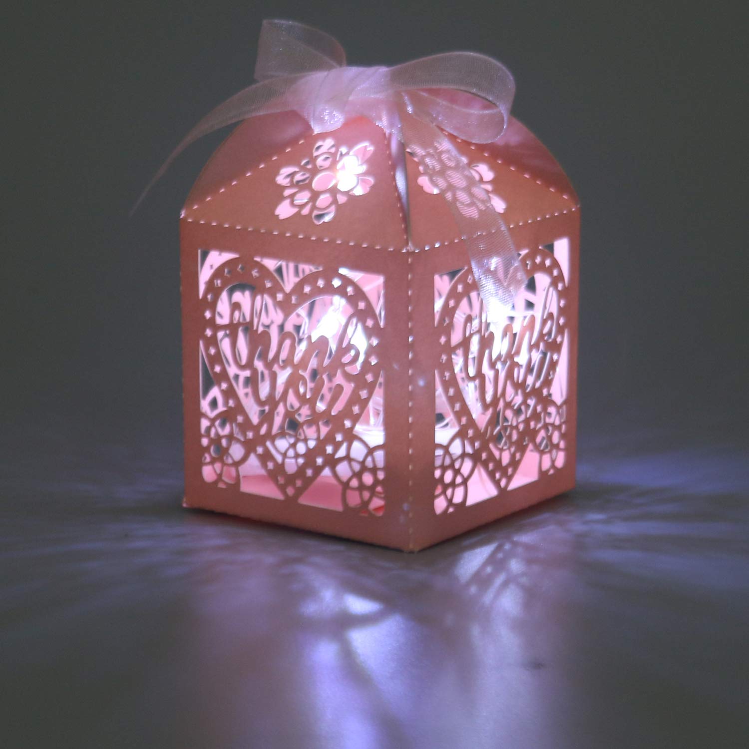 Cotopher Laser Cut Boxes 60Pcs Thank You Gift Boxes Wedding Party Favor Boxes Lace Candy Boxes For Wedding Bridal Shower Baby Sh